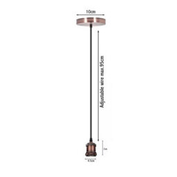 Vintage E27 Pendant Light Copper Ceiling Lamp With 95Cm Adjustable Cable Hanging Light Fitting For Kitchen Hallway Bedroom - thumbnail 2