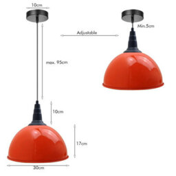 Industrial Red 30Cm Dome Pendant Light  Vintage Retro E27 Uk Ceiling Lamp For Kitchen Island - thumbnail 3