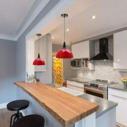 Industrial Red 30Cm Dome Pendant Light  Vintage Retro E27 Uk Ceiling Lamp For Kitchen Island - thumbnail 2