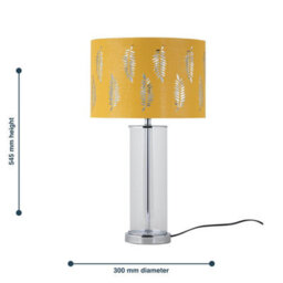 First Choice Lighting Aura - Chrome Table Lamp With Ochre Fern Cut Out Silver Inner Shade - thumbnail 8