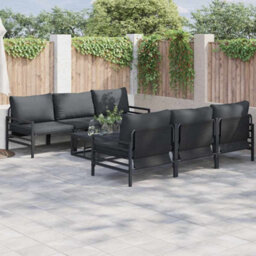 Berkfield Garden Sofa Set With Cushion 7 Pcs Anthracite Steel & Fabric - thumbnail 1