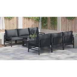 Berkfield Garden Sofa Set With Cushion 7 Pcs Anthracite Steel & Fabric - thumbnail 6