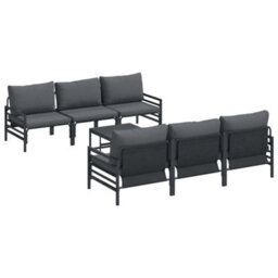 Berkfield Garden Sofa Set With Cushion 7 Pcs Anthracite Steel & Fabric - thumbnail 2