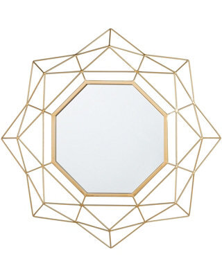 Beliani Octagonal Gold Wall Mirror 60Cm - Art Deco Hollywood Glam - image 1