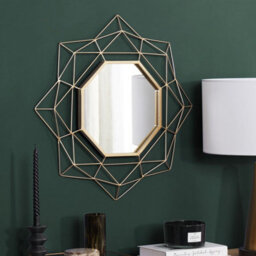Beliani Octagonal Gold Wall Mirror 60Cm - Art Deco Hollywood Glam - thumbnail 2
