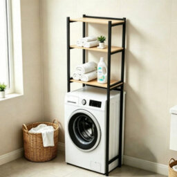 Black Over Washing Machine Space Saving Storage Rack 3 Shelves Laundry Utility
