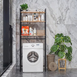 Black Over Washing Machine Space Saving Storage Rack 3 Shelves Laundry Utility - thumbnail 3