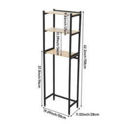 Black Over Washing Machine Space Saving Storage Rack 3 Shelves Laundry Utility - thumbnail 2