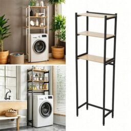 Black Over Washing Machine Space Saving Storage Rack 3 Shelves Laundry Utility - thumbnail 5