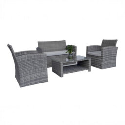 Shatchi Compact Garden Sofa Set - 2Seater + Chairs + Coffee Table With 5mm Tempered Glass - Outdoor Furniture - thumbnail 2