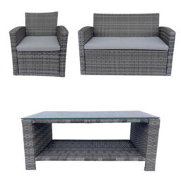 Shatchi Compact Garden Sofa Set - 2Seater + Chairs + Coffee Table With 5mm Tempered Glass - Outdoor Furniture - thumbnail 8