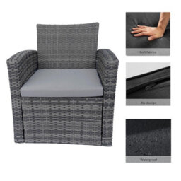 Shatchi Compact Garden Sofa Set - 2Seater + Chairs + Coffee Table With 5mm Tempered Glass - Outdoor Furniture - thumbnail 9