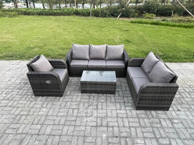 Fimous Patio Garden Furniture Sets Wicker 6 Seater Rattan Furniture Sofa Sets With Coffee Table Reclining Chair For Terrace - image 1