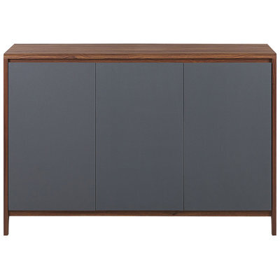 Beliani 3-Door Sideboard - Walnut Veneer, Brown, W118 X D40 X H81Cm - image 1