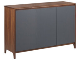 Beliani 3-Door Sideboard - Walnut Veneer, Brown, W118 X D40 X H81Cm - thumbnail 3