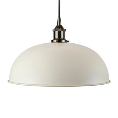 Clay White Worcester Painted Dome Pendant Light With Black Nickel Lamp Holder And Black Round Cable - Se Home - image 1