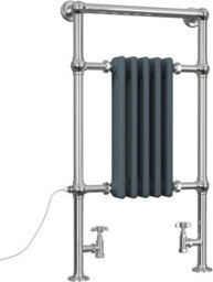 Uk Radiators 1239Btu H963mm X W538mm Anthracite Traditional Standard Column Dual Fuel Heated Towel Rail Adisham - thumbnail 1