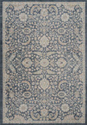 Maia Washable Low Pile Non Slip Blossom Traditional Area Rug - Navy, 120 X 180 Cm (Rectangular) - thumbnail 2