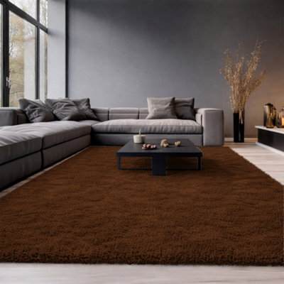 Aspire Homeware Non-Slip Brown Shaggy Rug Soft Fluffy Washable, Living Area And Dining Room Rug, (L)290Cm X (W)200Cm - image 1