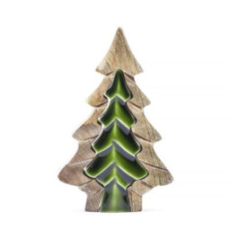 Serenityy Lost In The Forest - Small Tree In A Tree Wooden Decoration, Handcrafted Mango Wood With Green Enamel, 15X10Cm - thumbnail 5