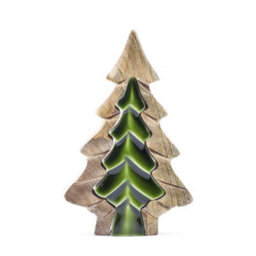 Serenityy Lost In The Forest - Small Tree In A Tree Wooden Decoration, Handcrafted Mango Wood With Green Enamel, 15X10Cm - thumbnail 8
