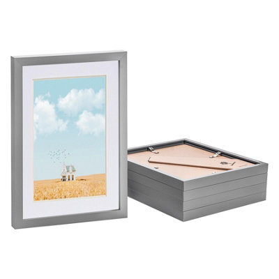 "Nicola Spring Photo Frames With A5 Mount - A4 (8"" X 12"") - Grey/white - Pack Of 5" - image 1
