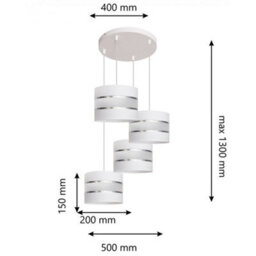 Luminosa Lighting Luminosa Helen Cluster Pendant Ceiling Light White, Silver 35Cm - thumbnail 2