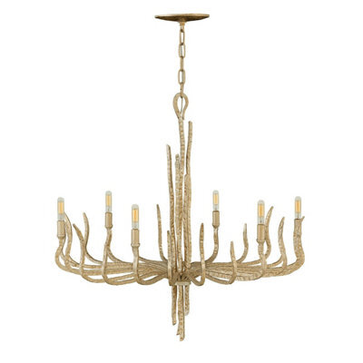 Elegant 6 Bulb Champagne Gold Chandelier With Led E14 Fittings