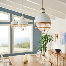 Luminosa Lighting Luminosa Kichler Tollis Globe Pendant Ceiling Light Natural Brass & White - thumbnail 5