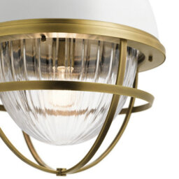 Luminosa Lighting Luminosa Kichler Tollis Globe Pendant Ceiling Light Natural Brass & White - thumbnail 2