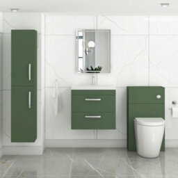 Royal Bathrooms Turin 600mm Wall Hung Vanity Unit Matt Green 2 Drawer Mid-Edge Basin - thumbnail 4