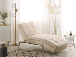 Beliani Chaise Longue Loiret Velvet Beige - thumbnail 2