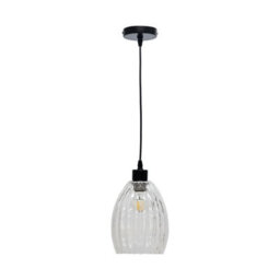 First Choice Lighting Birch Clear Fluted Glass Easy Fit Pendant Shade - thumbnail 2