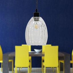 First Choice Lighting Birch Clear Fluted Glass Easy Fit Pendant Shade - thumbnail 4
