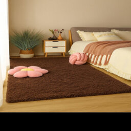 Uetian Luxury Brown Shaggy Rug Extra Thick 5Cm Pile Soft Area Rug For Living Room & Bedroom (160X230)