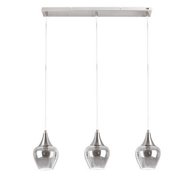 Luminosa Lighting Luminosa Drop Bar Pendant Ceiling Light Black Transparent Glass Shade 3X E14