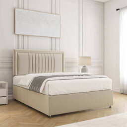 Bsspoke Canes Divan Bed Cream Plush Velvet With 24Inch Headboard & No Mattress No Drawers In Double King 3Ft 4Ft 6Ft - thumbnail 3