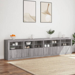 Berkfield Sideboard With Led Lights Grey Sonoma 283X37X67 Cm - thumbnail 4