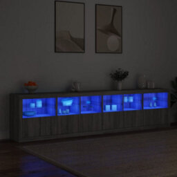 Berkfield Sideboard With Led Lights Grey Sonoma 283X37X67 Cm - thumbnail 3