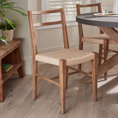 Dibor Set Of 4 Rustic Vintage Provence Wicker Home Furniture Rattan Dining Chairs - image 1