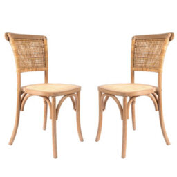 Dibor Set Of 4 Rustic Vintage Provence Wicker Home Furniture Rattan Dining Chairs - thumbnail 2