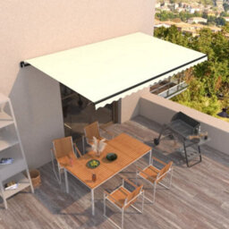 Berkfield Manual Retractable Awning 500X300 Cm Cream - thumbnail 1