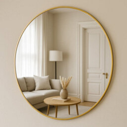 Jōbū Jobu Home - Gold 150Cm Round Wall Mirror - Steel Frame For Bedrooms, Hallways & Living Areas - Rei - thumbnail 2