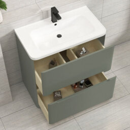 Royal Bathrooms Venice 600mm Sage Green Floor Standing Vanity Unit 2 Drawer With Ceramic Basin - thumbnail 4