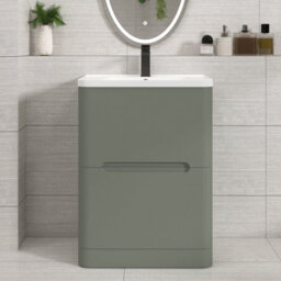 Royal Bathrooms Venice 600mm Sage Green Floor Standing Vanity Unit 2 Drawer With Ceramic Basin