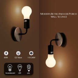 Matt Black Antique Brass Effect Wired Wall Light 2 Pack Wall - thumbnail 6