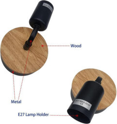 Matt Black Antique Brass Effect Wired Wall Light 2 Pack Wall - thumbnail 4