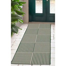 Melrose Eden Multistripe Green Abstract Design Pile Height 3mm Area Indoor Outdoor Runner Rug - 67/300Cm - thumbnail 5