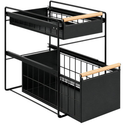 Metal Cabinet Organizer Space-Saving Kitchen Storage Rack Portable And Mesh Rack Double Layer - image 1