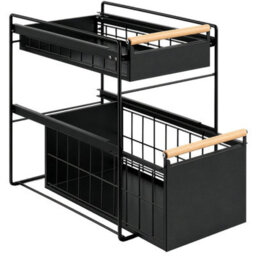 Metal Cabinet Organizer Space-Saving Kitchen Storage Rack Portable And Mesh Rack Double Layer - thumbnail 1